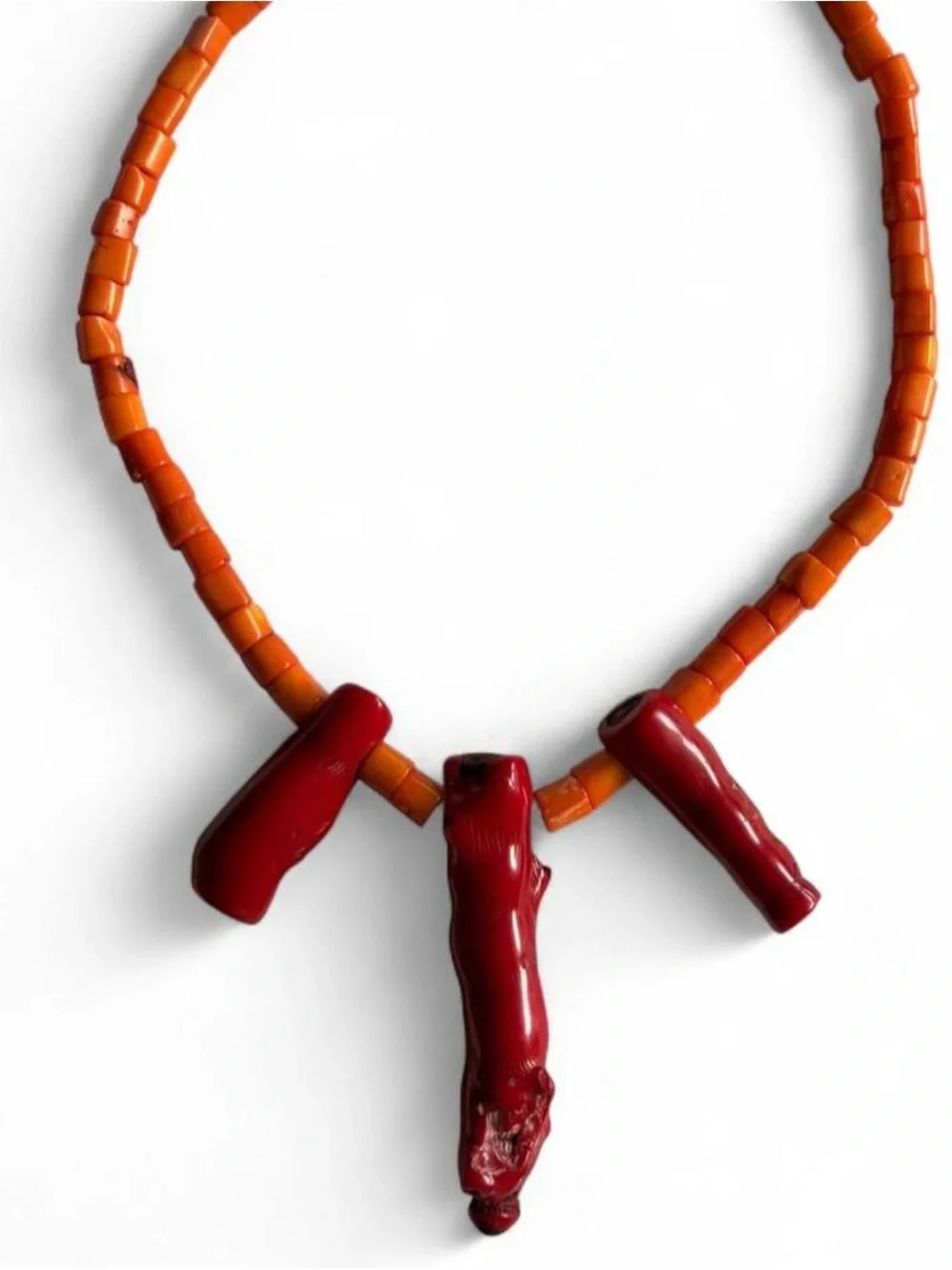 Big Vintage Southwestern Statement Red Coral Branch and Beads Necklace Nature